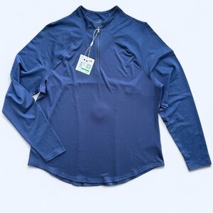 Puma Shine Lightweight Quarter Zip Long Sleeve Pull Over in Navy Blue Size Large